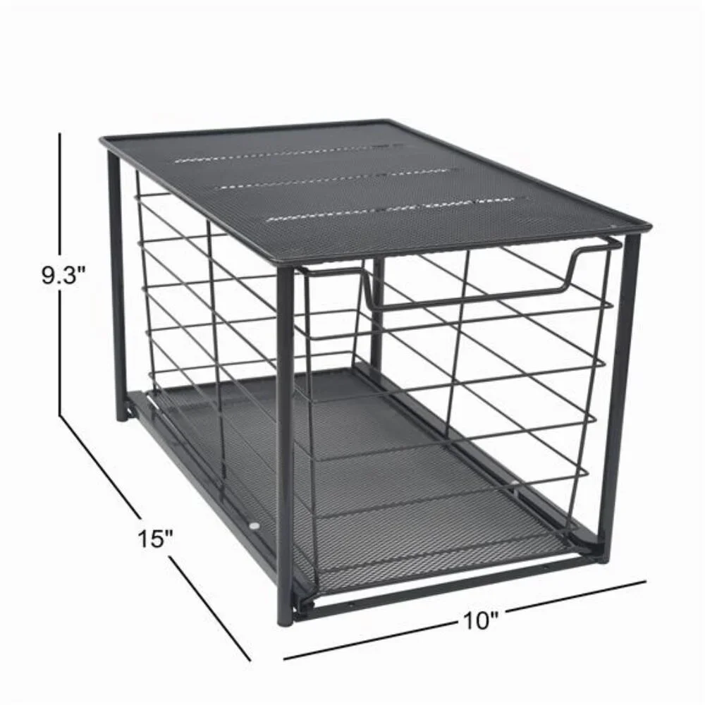 Large Stackable Slide-Out Drawer Organizer, Matte Black